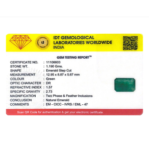 Loose Synthetic Zambian Emerald 5.95 Carat 8x10mm Emerald Cut Gemstone for Fine Jewelry - Product Image 4