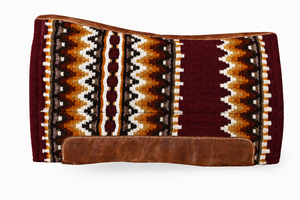 Manaal Enterprises Classic Western Saddle Pad Geometric Pattern Brown Leather Trim Wool Shell Fleece Lining Riding Equestrian - Product Image 1