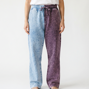 Best Quality Women’s Custom Acid Wash Split Color Two Tone <b>Oversized</b> <b>Sweatpants</b> Baggy Joggers Loose Fit Casual Track Pants - Product Image 1