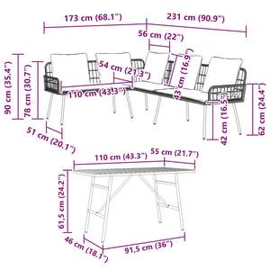 Conjunto de Sofá de Jardín de 2 Piezas en Poliratán Beige - Product Image 6