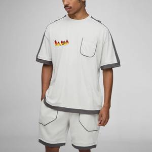 Ensemble décontracté homme respirant personnalisé OEM été 2 pièces polyester/nylon délavé imprimé t-shirt à manches courtes et short couleur personnalisée - Product Image 1