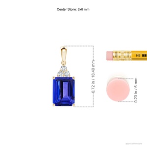 2.72g 14k <b>SOLID</b> <b>Gold</b> Emerald-cut 0.5 CT Blue Sapphire <b>Pendant</b> With 0.02 CT Diamond Trio Luxury High Quality Link Chain Necklace - Product Image 3