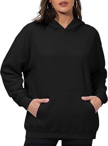 <b>Women</b> Black Hooded Sweatshirt Pullover <b>Long</b> Sleeve Fleece <b>Hoodie</b> with Kangaroo Pocket - Product Image 2