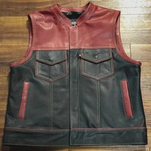 เสื้อกั๊กหนังสีน้ำตาลสองสีสำหรับผู้ชาย ทำด้วยมือ - Product Image 6