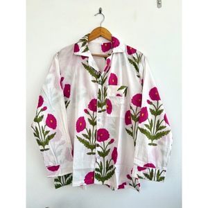 Vestido Camisero Bohemio con Estampado Floral, 100% Algodón Crepé, Cuello en V, Manga Larga, Corte Regular, Botones al Frente, Transpirable, Ecológico, para Uso Diario - Product Image 5