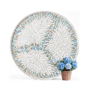 Plateaux de service décoratifs ronds de 22 pouces en coquille de capiz, pour table basse, fabriqués au Vietnam (vente en gros) - Product Image 3