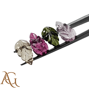 Tourmaline rose naturelle sculptée en intaglio, motif fleur et feuille, pierre précieuse en vrac, fabriquée par un fabricant, vente en gros pour la fabrication de bijoux, calibrée - Product Image 4