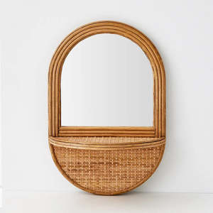 High Quality <b>Cheap</b> Price Rattan Shelf Mirrors Hamade Natural Mirror Shelves - Product Image 5