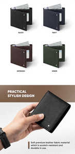 Porte-cartes de luxe en cuir véritable pour homme, portefeuille de créateur haut de gamme, fin et compact, avec plusieurs fentes pour cartes et fenêtres transparentes - Product Image 3