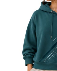 Sweat-shirt à capuche surdimensionné pour femme, vert sarcelle, imprimé graphique, en molleton de coton, manches longues, style décontracté streetwear, tendance - Product Image 3