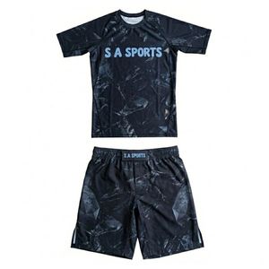 Ensemble de sous-vêtements tactiques camouflage nuit noire en tricot haute densité anti-frottement, vêtements de sport, fournisseur d'ensembles de rashguard MMA - Product Image 1