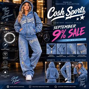 Conjunto de chándal de mezclilla desgastada con lavado ácido para mujer, chaqueta bordada con cremallera y pantalones holgados a juego, estilo urbano. - Product Image 6