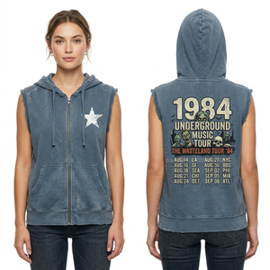 Sudadera con capucha y cremallera gris carbón con lavado ácido para mujer, con gráfico de pulpo, medusa y calavera, estampado de logotipo de ojo oscuro, estilo gótico streetwear - Product Image 2