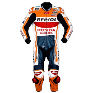 Traje de Carreras Dani Pedrosa MotoCP, Traje de Cuero Completo Premium de Una Pieza para Pista con Rodilleras y Protecciones, Nivel 2 CE - Product Image 1