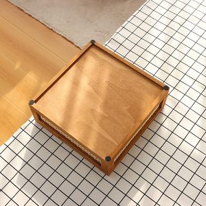 Panier de rangement en rotin et bois fait main avec poignées, bac de rangement décoratif tressé, caisse de rangement rustique style ferme pour la maison et le bureau - Product Image 3