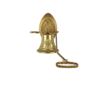 กระดิ่งประตูทองเหลืองแท้ทำมือ สไตล์วินเทจ สำหรับแขวนผนัง ใช้ภายนอกบ้านและสวน - Product Image 1