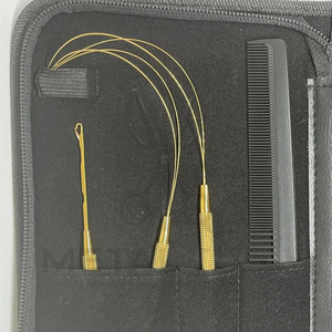 Kit de herramientas de lujo para instalación y extracción de extensiones de cabello, acero inoxidable dorado, estuche de transporte con cremallera premium para salón profesional - Product Image 3