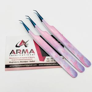 แหนบต่อขนตาปลายสั้น 45 องศา พร้อมโลโก้แบบกำหนดเอง พิมพ์ลายหินอ่อน จับถนัดมือ แข็งแรง ทนทาน - Product Image 6