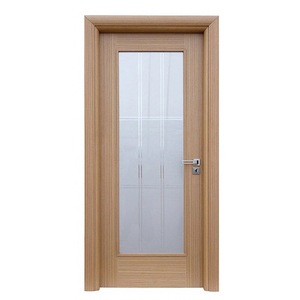 Puerta Interior Moderna de Madera Sólida con Panel de Vidrio Esmerilado para Dormitorio u Oficina, Superficie Acabada, Apertura Manual GA-01G - Product Image 1