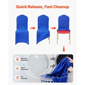 50 Fundas para Sillas de Poliéster y Spandex Azul Rey, Fundas Elásticas con Frente Plano para Bodas, Fiestas, Cenas o Banquetes - Product Image 5