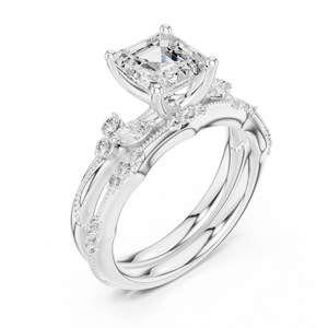 Anillo de Doble Banda con Diseño Único de Diamante Cultivado en Laboratorio con Corte Asscher Oxidado, Moderno, para Mujer, en Oro Blanco Sólido de 14K con Certificación GRA - Product Image 5
