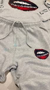 Men's Grey Graphic Hoodie Tracksuit <b>Set</b> Wide Leg Pants Custom Streetwear Embroidered Design <b>Matching</b> <b>Jogger</b> <b>Set</b> Manufacturer - Product Image 6