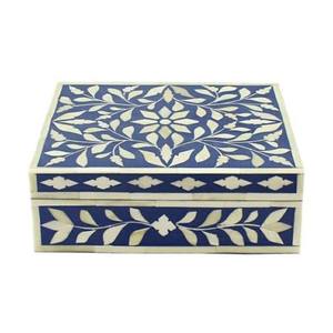 Boîte de rangement en bois naturel avec incrustation d'os, à un seul niveau, sculptée, pour bijoux, artisanat de table fait main, vente en gros - Product Image 1