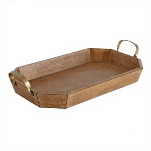 Bandeja Rectangular Personalizada al por Mayor con Asas de Latón, Estilo Indio Sostenible, Apta para Lavavajillas, Duradera, Hecha a Mano para el Hogar - Product Image 1