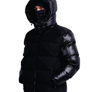 Men's Casual Waterproof Black Puffer Jacket Lightweight <b>Bubble</b> Winter <b>Coat</b> Regular Length Zipper Closure Streetwear - Product Image 4