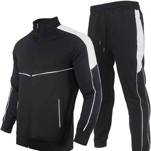 Men's Black Track Suit Set Zip Up Jacket Fleece <b>Lined</b> Jogger <b>Pants</b> Side Pockets Streetwear Sportswear - Product Image 1