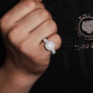Bague de fiançailles en argent 925 avec moissanite, style couronne ronde brillante, bijoux de mariage pour femmes, forme de fleur classique, diamant - Product Image 1
