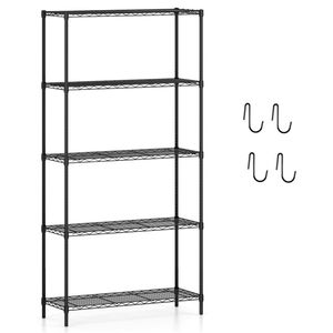 Scaffale a 5 Ripiani in Metallo Resistente, Capacità 1250 LBS, 250 LBS per Ripiano, Nero - Product Image 1