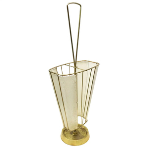 Porte-parapluie en laiton de style vintage, support en métal perforé de style moderne du milieu du siècle, pour entrée haut de gamme, porte-parapluie décoratif - Product Image 1