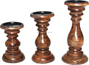 Juego de Portavelas de Madera Hechos a Mano, Juego de Portavelas Rústicos de Madera para Decoración del Hogar, Juego de Portavelas Decorativos Rústicos - Product Image 2