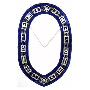 Collier de Collège Maçonnique Bleu avec Chaîne en Métal Doré et Bijoux, Doublure en Velours Bleu, Tissu de Haute Qualité, Collier Personnalisé - Product Image 1