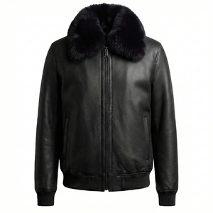 Genuine Leather <b>Shearling</b> Winter <b>Jacket</b> <b>Men</b> Premium Sheepskin Fur Aviator Coat Comfortable Warm Outerwear Style - Product Image 1
