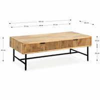 Table basse moderne en bois massif avec tiroirs de rangement, structure en métal, pour salon, hôtel, salle à manger
