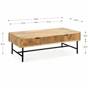 Modern <b>Solid</b> <b>Wood</b> Coffee Table With Storage Drawers Metal Frame Living Room Hotel Dining Room Furniture - Product Image 6