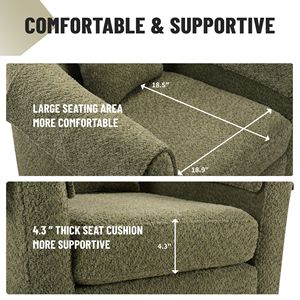 Fauteuil d'appoint moderne en chenille avec repose-pieds, fauteuil pivotant pour salon, coussin de dossier amovible, 2 housses d'accoudoirs - Product Image 4