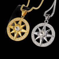 Pendentif Boussole ZAWO en Argent 925 et Moissanite, Plaqué Rhodium, Forme Étoile, Taille Ronde Brillante, Sertissage Clos, Unisexe, Usage Quotidien