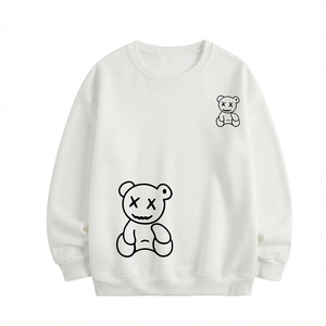 เสื้อสเวตเชิ้ตคอกลมโอเวอร์ไซส์ พิมพ์ลายการ์ตูนหมี ยูนิเซ็กส์ สไตล์ลำลองสำหรับฤดูหนาว เสื้อถักผ้าฝ้ายทรงปกติ - Product Image 4