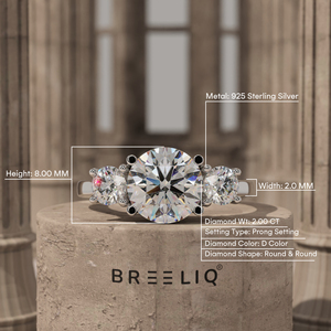 2CT Round Three Stone Diamond Engagement Ring 14K Solid Gold Trilogy Ring Side Stone <b>Bridal</b> Ring Custom OEM ODM Jewelry Supplier - Product Image 2