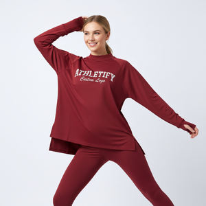 Camiseta Deportiva de Manga Larga para Mujer, Corte Holgado, Ecológica, Transpirable, de Secado Rápido, para Yoga, Gimnasio, Running - Product Image 1