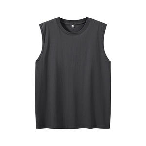 เสื้อกล้ามออกกำลังกายผู้ชายสั่งทำพิเศษจากผู้ผลิต ผ้าฝ้าย 100% คอวีทรงหลวม เสื้อแขนกุดสำหรับฤดูร้อน เหมาะสำหรับใช้ในยิม - Product Image 3