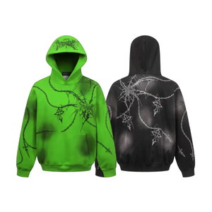 Vente en gros de sweats à capuche personnalisés avec motifs graphiques, en coton épais, effet délavé vintage, coupe oversize à épaules tombantes, unisexe, style streetwear - Product Image 1