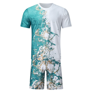 Custom Logo Eco-Friendly 100% Cotton Regular Fit Men Summer Sublimation Shirt Shorts <b>Set</b> with Short Sleeve T-Shirt and Shorts - Product Image 4