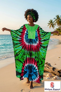 Printed Women <b>Kaftan</b> Dress Beach Cover Up Loose Fit <b>Summer</b> Wear Silk Cotton Rayon Polyester Custom Bulk Manufacturing Supply - Product Image 6