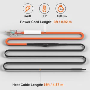 Cavo Autoriscaldante da 15FT 5W/FT per Tubi, Protezione Antigelo per Tubature Idriche, Coperta Termica e Riscaldatore - Product Image 2