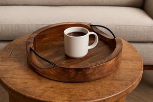 Plateau de service en bois de qualité supérieure pour la maison et la cuisine, présentoir à fruits et en-cas, organisateur décoratif pour table à manger et comptoir - Product Image 6