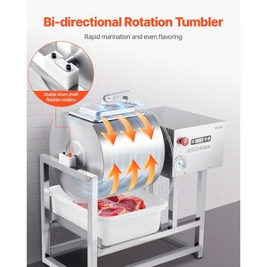 Marinatore Sottovuoto Commerciale da 40L in Acciaio Inox per la Lavorazione della Carne con Rotazione Bidirezionale a 3 Velocità - Product Image 3
